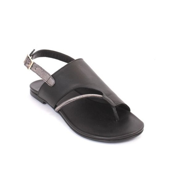 WOz 3015 Black Leather Open-Toe Slides Sandals Shoes - Picture 1 of 8